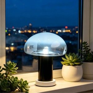 โคมไฟตั้งโต๊ะแก้วเห็ด E27ไฟ LED 220V ตาดูแลข้างเตียงแสงล้อมรอบ - Product Image 1