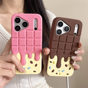 Cute Chocolate 3D Silicone Mobile Phone <b>case</b> for iPhone 17 16 15 14 13 Pro Max Ice Cream Rubber Cookie ins soft back Cover new - Product Image 2