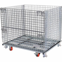 Caisse de rangement en treillis métallique en acier au carbone robuste, pliable, pour le stockage d'outils et de matériaux sur les chantiers extérieurs