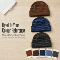 Bonnet d'hiver Highfly personnalisé en tricot jacquard, motif lettre de dessin animé, bicolore, à revers chevron, 100% acrylique, style urbain, usine OEM