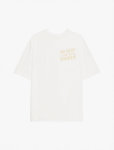 No Rest For The Women Tee T-shirt da donna in cotone a maniche corte, vestibilità rilassata, girocollo casual femminista, in jersey stampato - Product Image 1