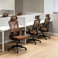 Chaise de bureau ergonomique à dossier haut en maille, appui-tête réglable, soutien lombaire, chaise de bureau pivotante pour la maison et le bureau
