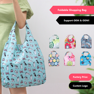 Vietnam usine écologique Ripstop pliable sac à provisions poche réutilisable personnalisable Polyester sac d'épicerie dessin animé BSCI/GRS - Product Image 6