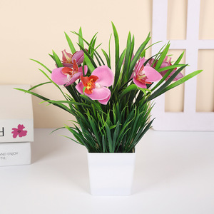 Orquídea Phalaenopsis Artificial en Maceta de 24x28 cm, Decoración de Escritorio para Interiores, Adorno para el Hogar - Product Image 3