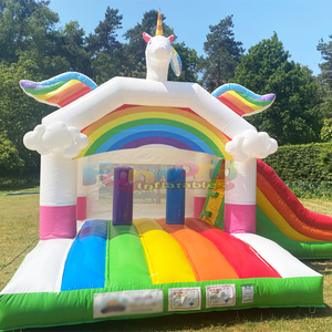 Castillo inflable de unicornio arcoíris con tobogán, casa de brinco para bebés y niños - Product Image 3