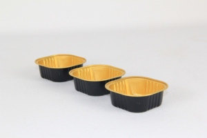 Contenitore in Alluminio Nero con Bordo Dorato, Mini Vaschette Quadrate in PET da 50ml con Coperchio, Usa e Getta, per Alimenti, Adatte al Forno - Product Image 4