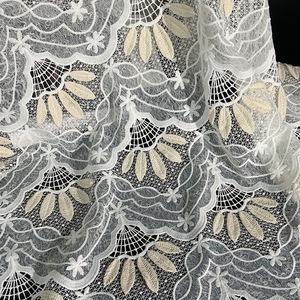 Tela de Encaje Floral Transpirable y Soluble <span class=keywords><strong>en</strong></span> Agua, 100% Algodón, <span class=keywords><strong>para</strong></span> Ropa o Vestidos Hawaianos, Tela de Encaje Bordada - Product Image 3