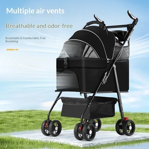 Poussette pliable et réglable <span class=keywords><strong>pour</strong></span> animaux de compagnie, imperméable, <span class=keywords><strong>pour</strong></span> chiens et chats, chariot de voyage pliable <span class=keywords><strong>pour</strong></span> chiots, chariot de transport extérieur - Product Image 2