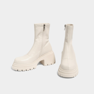 Botines coreanos a la moda para mujer, plataforma de refuerzo lateral elástica, diseño elástico para aumentar la altura, botines cómodos - Product Image 6
