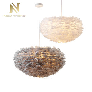 Lustre suspendu LED E27 <span class=keywords><strong>en</strong></span> plumes blanches, style contemporain, pour la décoration de la maison - Product Image 1