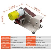 Mini meuleuse à bande 120W Meuleuse de table électrique avec bande abrasive pour le métal, le bois, l'affûtage des couteaux et les projets de bricolage