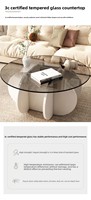 Tables basses modernes en bois de luxe avec plateau rond en verre noir, style nordique, pour salon
