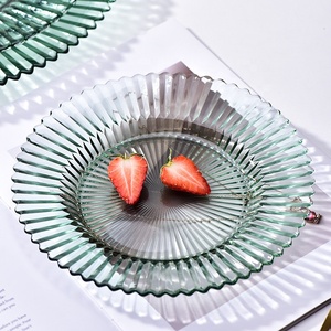 Piatti in <span class=keywords><strong>Vetro</strong></span> Verde Scanalato per Riso, Personalizzabili, Resistenti, 3 Misure per Matrimoni, Hotel ed Eventi - Product Image 3