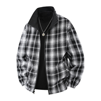 Veste à carreaux double face pour homme avec logo personnalisé, style streetwear décontracté, veste d'hiver épaisse et chaude pour homme