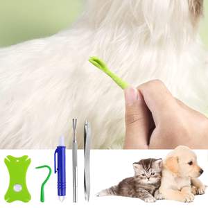 Ensemble d'outils anti-puces et anti-tiques approuvés par le vétérinaire-Kit d'élimination des tiques 5 en 1 avec acier inoxydable-Comprend une pochette Design portable pour animaux de compagnie - Product Image 6