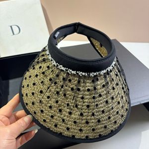 Sombrero de sol coreano vintage de malla <span class=keywords><strong>con</strong></span> lunares, <span class=keywords><strong>gorra</strong></span> sin copa de ganchillo, novedad de verano 2026, <span class=keywords><strong>visera</strong></span> de marca de diseñador de moda para exteriores, playa y golf - Product Image 4