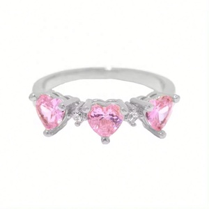 Joyería Personalizada al por Mayor, Anillo de Plata de Ley 925 con Circonita Cúbica de Alta Calidad, Anillo Chapado en Oro de 14K, Anillo con Corazón Rosa para Mujer - Product Image 4