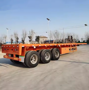 Semirremolque de Fondo Plano de Acero de 3 Ejes, Remolque para Camión Portacontenedores de 40 Pies, Capacidad de 30-90 Toneladas, Colores Personalizables, Precio con Descuento - Product Image 2