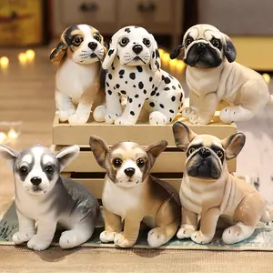 Kustom 20 cm anak anjing lucu seperti hidup mainan mewah untuk hadiah anak-anak grosir simulasi Dalmatian Husky Pug boneka anjing Plushie