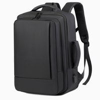 Mochila para Portátil de Poliéster Impermeable a Rayas, con Cierre de Cremallera, Puerto de Carga USB, Antirrobo, Expandible, Transpirable, Oxford, para Negocios