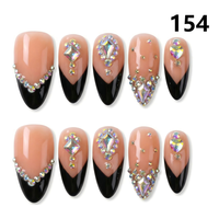 1371-1375  Kuku Palsu Buatan Tangan 10pcs Bahan Press-On Model Almond Desain Ukiran Bunga Kustom Modis Bentuk Kotak untuk Jari