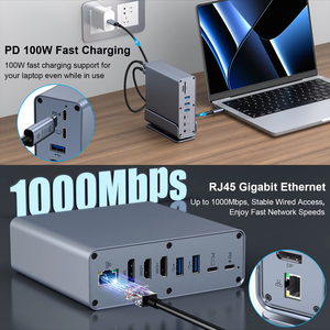 Base de Conexión USB-C de Aleación de Aluminio WFYEAR para 2.0 Dual HD 4K MST, Hub USB 3.0 de 16 Puertos, Adaptador Divisor Multifunción en Stock - Product Image 6