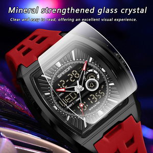 Reloj Digital SANDA 5118 con Correa de Goma en Forma de Barril para Hombre, Resistente al Agua, Luminoso, Multifuncional, Cronógrafo, Tres Zonas Horarias - Product Image 4