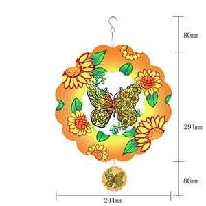 Tournesol métallique coloré de 12 pouces en forme de flamant rose pour la décoration de jardin et de cour, forme de papillon rectangulaire - Product Image 2