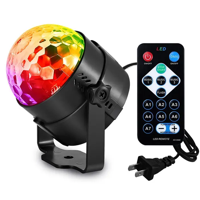 Đèn Quả Cầu Tiệc Tùng Đèn LED RGB Kích Hoạt Bằng Pha Lê Xoay DJ Đèn Sân Khấu Sàn Nhảy Có Điều Khiển Từ Xa