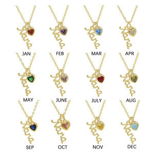 Collier Pendentif Cœur Créatif <span class=keywords><strong>Nana</strong></span> en Cuivre Plaqué Or 18K, Chaîne Tendance, Pierre de Naissance de Décembre, Cadeau Fête des Mères, Vente en Gros - Product Image 4