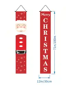 30x180cm New Christmas Couplet Holiday Decorations Door Curtain Hanging Flag Santa Claus Head Christmas Couplet