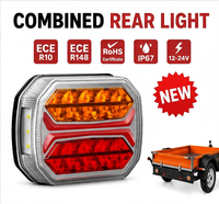 Feu arrière combiné LED IP67 12/24V ECE R10 R148 pour remorque avec clignotant, feu stop, feu de position et éclairage de plaque d'immatriculation