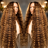 Perruque en cheveux humains ombrés 250% Highlight, perruques lace front en gros, perruques full lace sans colle pré-épilées, lace frontale bouclée colorée 13x6