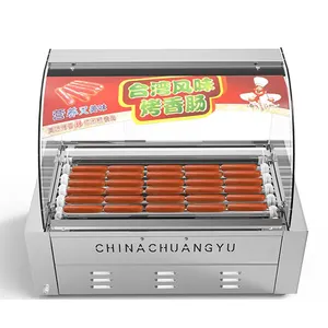 Chuangyu commerciale 5 rotoli rullo per Hot Dog elettrico salsiccia Grill macchina industriale per scaldabagno