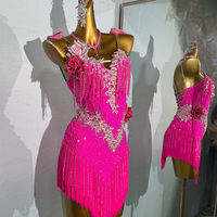 Robe de danse latine avec franges en strass pour performance artistique, examen, spectacle de groupe, costume de compétition, robe latine