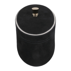 Decorative Suede Storage <b>Box</b> with Lid Modern Oval Black Home Decor Accent for Bedroom Coffee Table Bathroom <b>Vanity</b> - Product Image 5