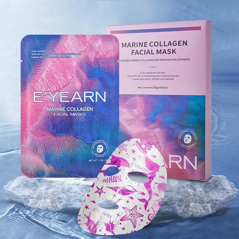 EYEARN Marine Collagen Gold Facial Masks 4D Hyaluronic Acid Amino Acid Vegan Hydrate Firm Anti Aging Skin Care Beauty Mask Sheet