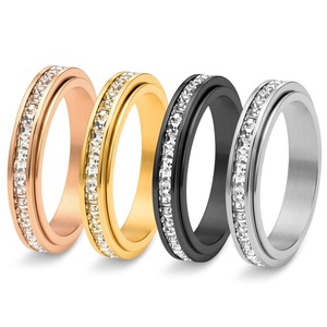 Anillo Giratorio de Acero Inoxidable con Circonitas, Anillo de Boda, Anillo de Eternidad para Mujeres y Hombres - Product Image 1