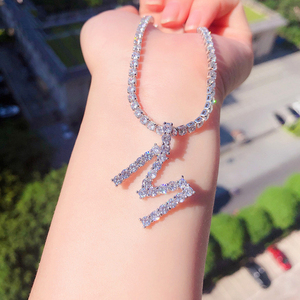 Iced out A-Z lettere del pendente della collana con zircone cubico tennis catena personalizzato collana iniziale - Product Image 2