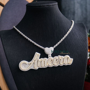 Hip Hop Lab Grown Diamond <b>Name</b> Pendant 18K Gold Plated 925 Silver Round Brilliant Cut Unisex Luxury Jewelry - Product Image 3