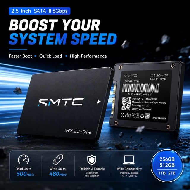 2.5 Inch Internal SATA SSD Disque SSD Storage Drive Available in 120GB 240GB 480GB 1TB 2TB 4TB for Computer Upgrade