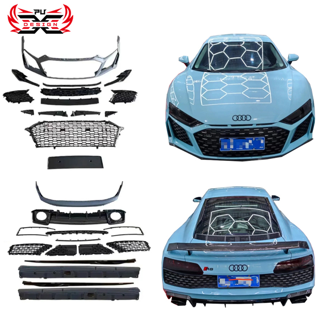 Wholesale PP Material Body Kits for Audi R8 2016-2021 Upgrade Front Bumper Rear Bumper Side Skirt Center Grille Body Kits