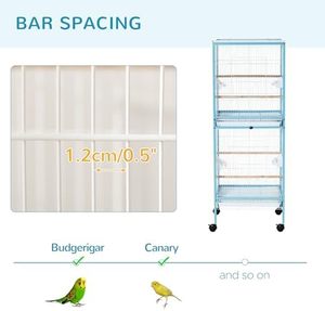 Pour grande <span class=keywords><strong>Cage</strong></span> à oiseaux en métal solide 1.7ft largeur volière intérieure multi-porte écologique Fit Canary Finch Conure 55 "lumière - Product Image 6