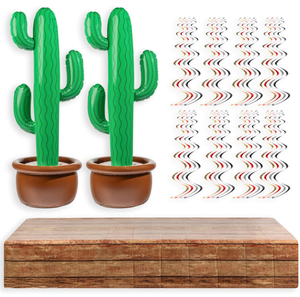 Guirlandes, drapeaux, spirales en feuille métallisée, centres de table, décorations, nappes pour fête d'anniversaire sur le thème du Far West, avec <span class=keywords><strong>cactus</strong></span> - Product Image 5