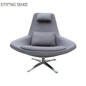 Italien Haut dossier gris velours tissu moderne canapé de loisirs pivotant détente inclinable chambre chaise avec repose-tête