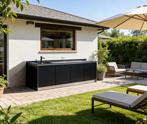 Mueble <span class=keywords><strong>de</strong></span> Cocina <span class=keywords><strong>Exterior</strong></span> Personalizado <span class=keywords><strong>de</strong></span> Acero Inoxidable 304 <span class=keywords><strong>para</strong></span> Terraza, Mueble <span class=keywords><strong>Exterior</strong></span> Todo en Uno con Cesta Extraíble - Product Image 3