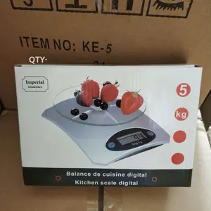 제조업체 도매 KE-5 LCD 주방 저울 5KG 용량 1g 정밀 타레 기능 유닛 변환 유리 표면 식품 그램 허브용 - Product Image 2