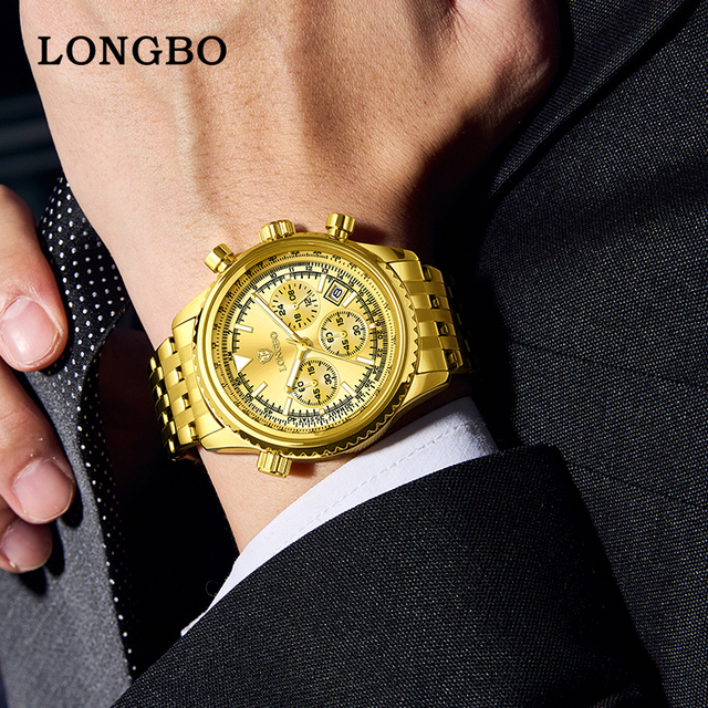LONGBO 83823  Luxury Brand Chronograph Watches  Men Custom Logo New Watches Factory Wholesale   Watch  High Quality