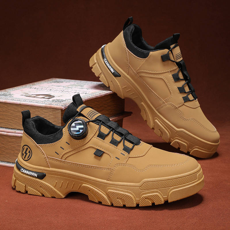 Mens Shoes 2025 Spring New Low-top Slip-on Sneakers Rotating Buttons Trendy Casual Sports Footwear Outdoor Waterproof Solid