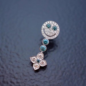 Smiley Face Four Leaf Clover Diamond Stud Earrings 925 Sterling Silver Unisex Everyday Wear - Product Image 2